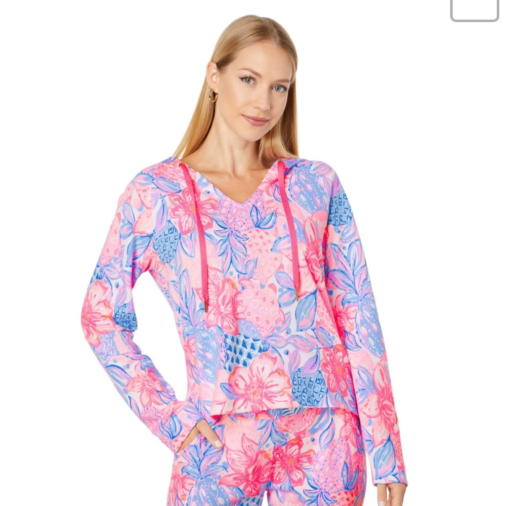 NWT Lilly Pulitzer Kiawah Hoodie Pink Isle Snappy Turtle Medium